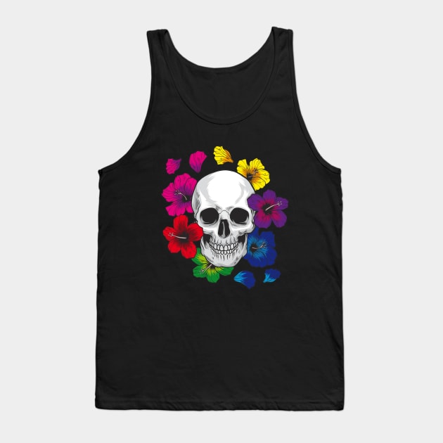 Skull with flowers Tank Top by MandyDesigns